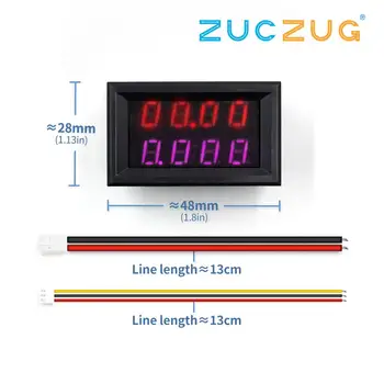 

4 Bit Digital Voltmeter Ammeter DC 200V 10A Red Blue LED Dual Display Voltage Amp Panel Meter 12v 24v Car Current Monitor Tester