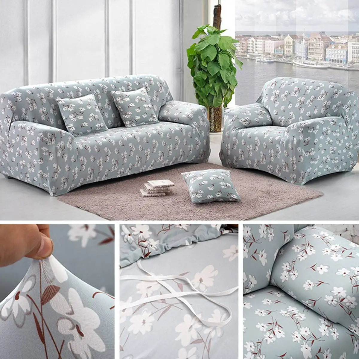 

Floral Elastic Slipcover Stretch Sofa Seat Couch Protect Cover Household Dustproof Armrest Sofa Protective Covers 1 2 3 4 Seater