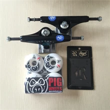 Free Shipping Skateboard Parts Royal Aluminum 5.25″ Skateboard Trucks And Pig PU Skateboard Wheels with Royal Riser Pad