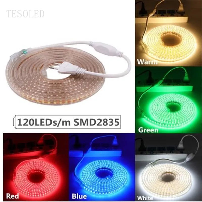 #Best LED light with 220V European plug 2835 waterproof 120leds m LED diode ribbon strip light with home decoration light strip 8.14