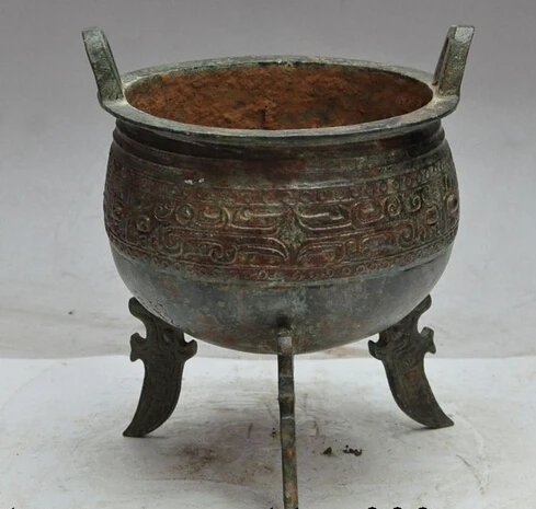 

xd 003222 8"old chinese dynasty palace pure bronze temple incense burner Censer statue