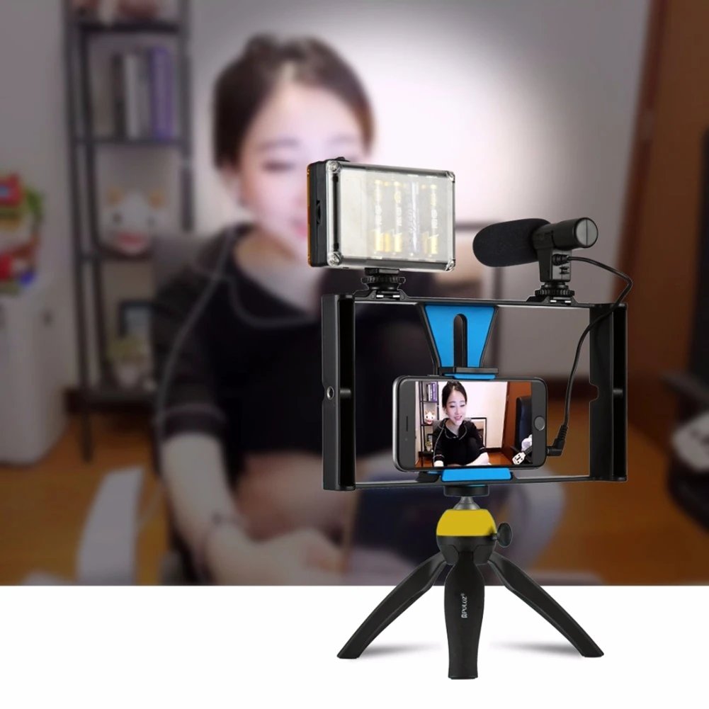 

PULUZ A series of Smartphone Accessory Smartphone Video Rig+LED Studio Light+Cold Shoe Head+Microphone+Mini Tripod
