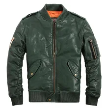 Кожаный пуховик для мужчин короткая летная куртка из овчины Натуральная Авиатор верхняя одежда TJ01