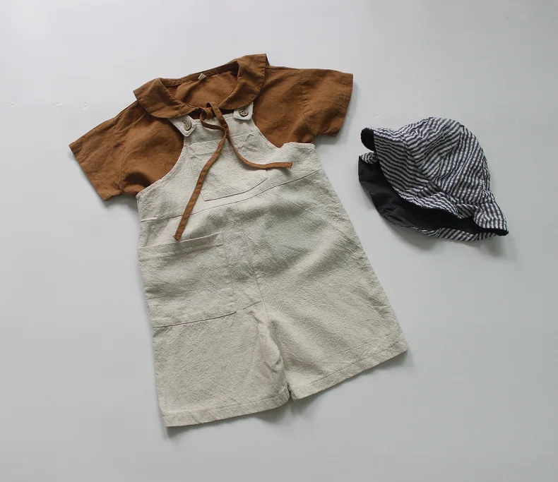 Kids Shirts Summer Cotton Linen Baby Girls Shirts Korean Style Girls Short Sleeve Tops Kids Clothes Casual Preppy Style Blouses kids shirts
