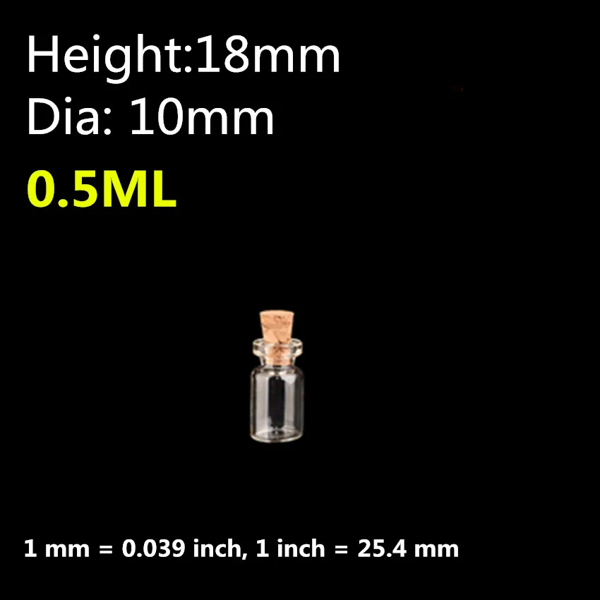 100 шт. 0,5 мл мини-небольшой Стекло бутылки с пробкой крошечный бутылка мини Стекло пробки бутылок с пробкой для искусств ювелирные украшения