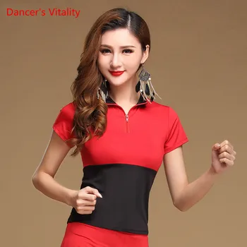 

New Fashion red Short sleeve sexy Latin Dance clothes top for women/female, Ballroom Costume performance wears