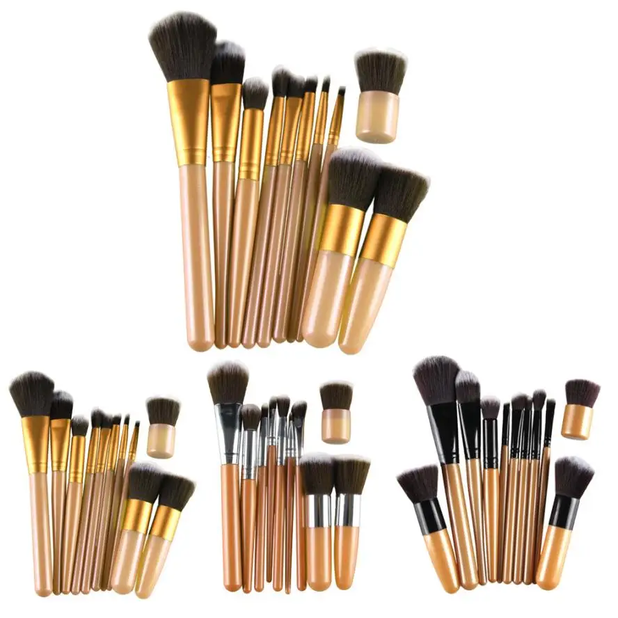 

Cool! 11Pcs Cosmetic Brush Makeup Brush Sets Kits Tools wool fiber + aluminum + wooden handle Material Anne