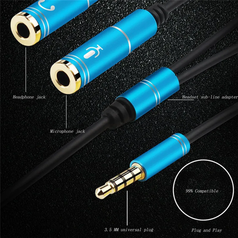 3,5 мм микрофон+ сплиттер для наушников аудио кабель 3,5 мм сплитт Aux кабель Шнур для компьютера микрофон сотовый телефон сплиттер для наушников