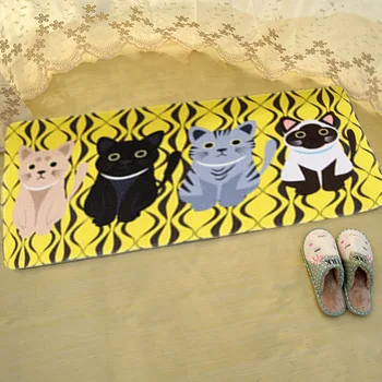 

Top Sale Welcome Floor Mats Animal Cat Printed Bathroom Kitchen Carpets Doormats Cat Floor Mat for Living Room Anti-Slip Tapete