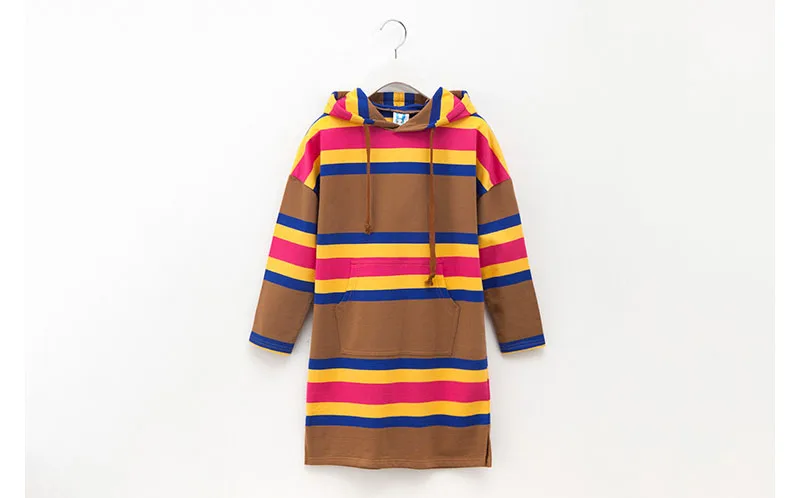 long sleeve striped hooded hoodie dresses for teenage girls cotton straight dress baby big girls casual autumn sweatshirts dress (14)