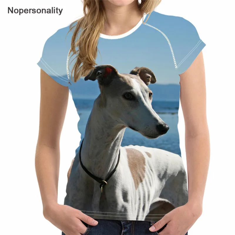 Футболка женская Nopersonality 3D Greyhound брендовая Милая Базовая футболка с собакой