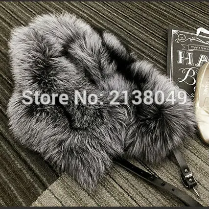 

SF0165 Runway Show Fashion Vogue Silver Fox Fur Collar Scarf with Leather Buckle