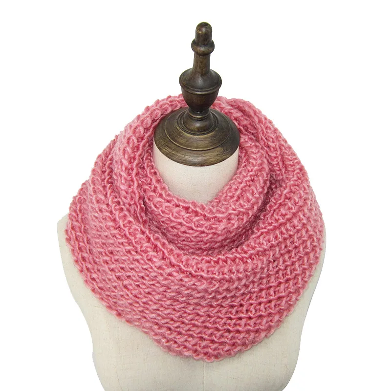 FOXMOTHER модный красный белый однотонный Зимний вязаный шарф-кольцо вязаные шарфы снуд для женщин и девушек - Цвет: Skin Pink