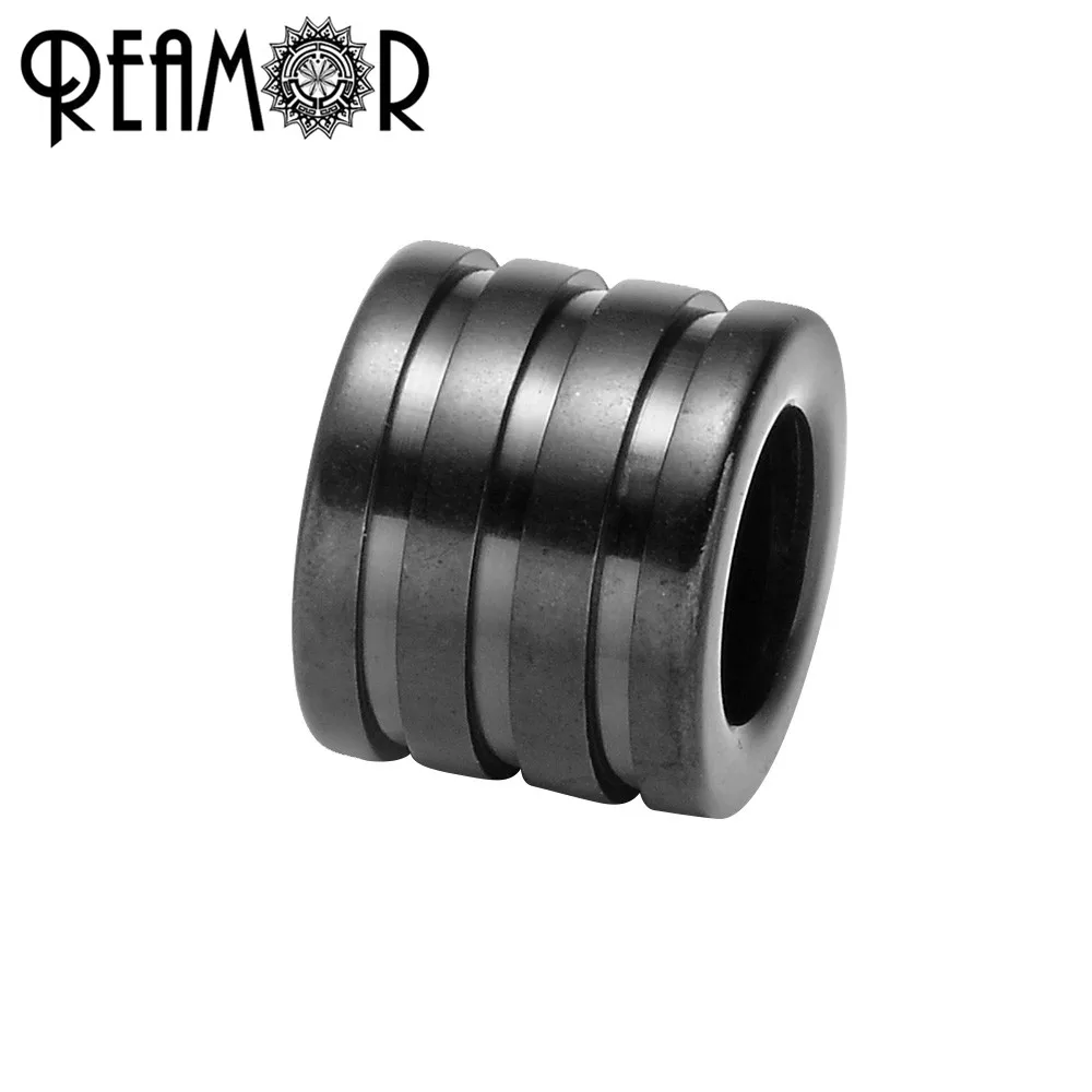 REAMOR 10 шт. 316L нержавеющая сталь 6 мм большое отверстие синий черный полосатая шайба бусины подвески для самостоятельного изготовления ювелирных изделий браслет металлические бусины