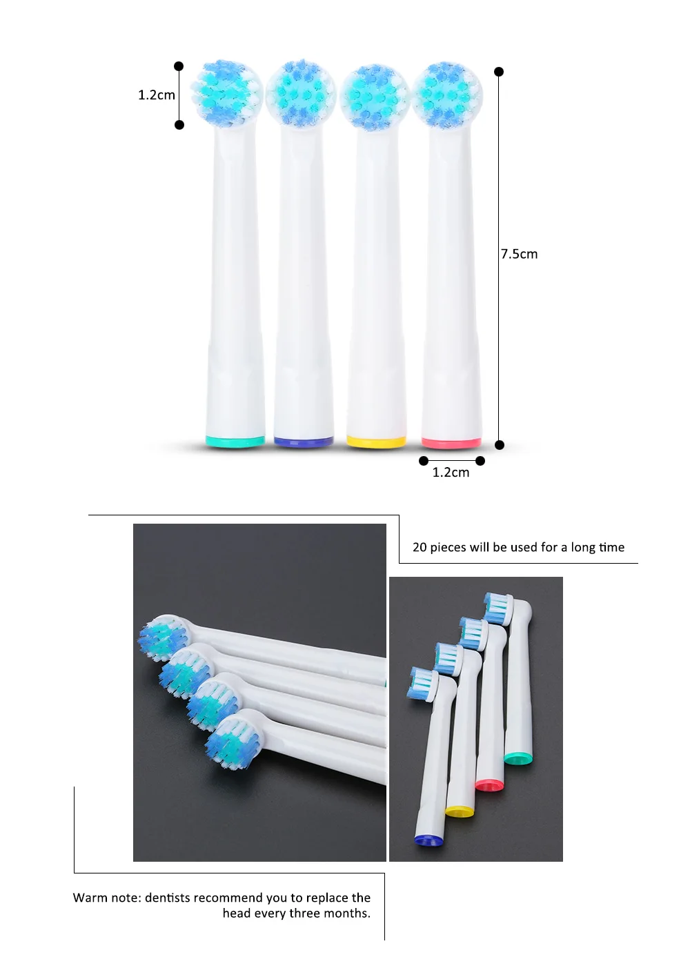 20pcs Electric Neutral Vitality Replacement Health Care Brush Heads