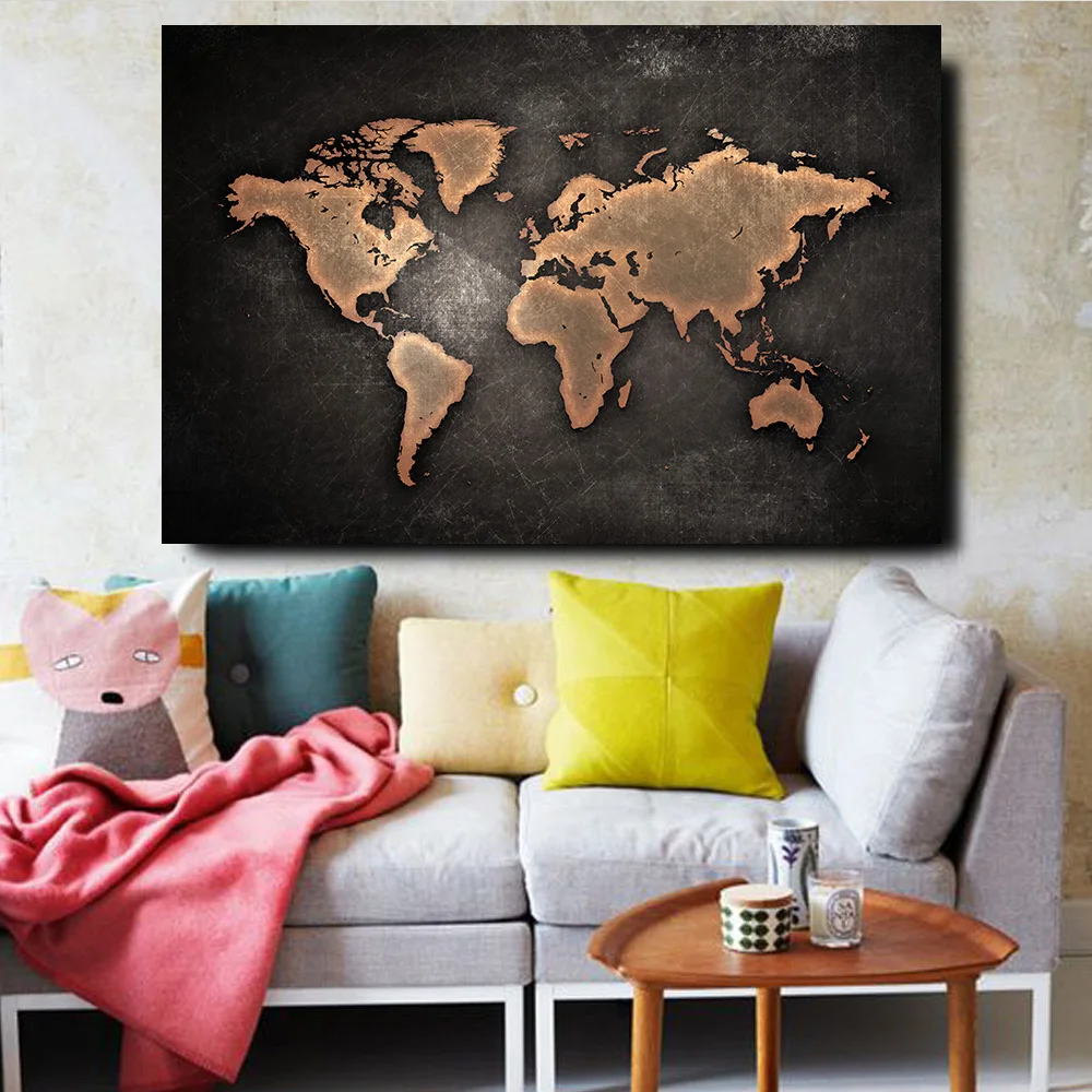 

Large Size 1 Pieces World Map HD Print On Canvas Paintings For Living Room Modern Home Decor Wall Art Posters Bedroom Pictures