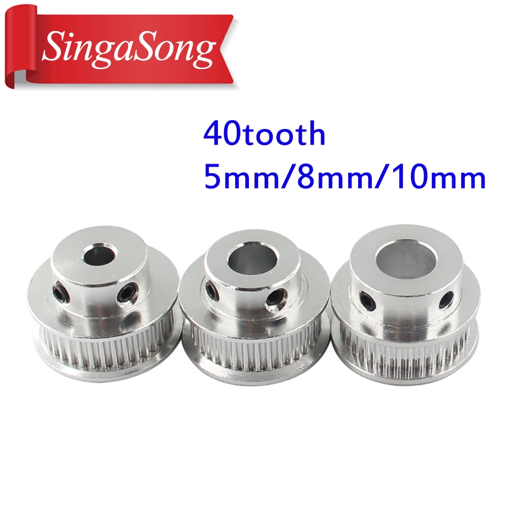 

5pcs New GT2 Timing Pulley 40 Tooth Wheel Bore 5mm 8mm 10mm Aluminum Gear Teeth Width 6mm Parts For Reprap 3D Printers Part