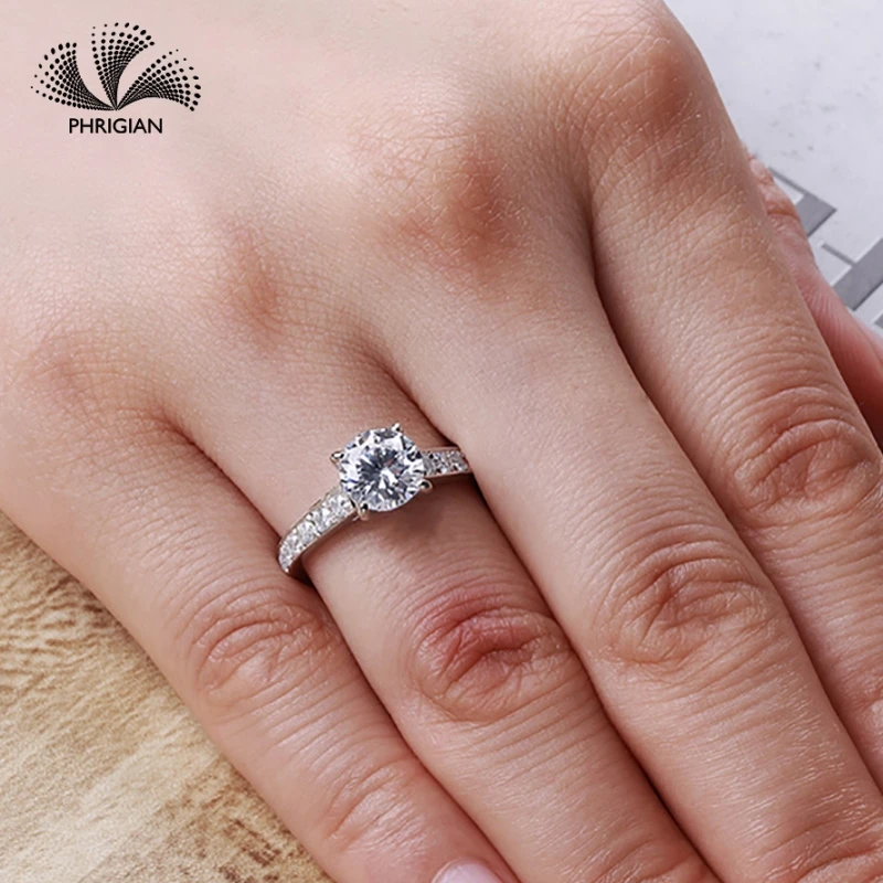 

Sona NOT FAKE Fine Engraving Ring S925 Sterling silver Diamond Custom ring Marry me ring 925 round cut 4 claws