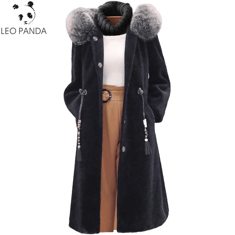 

Women Real Fur Coat Sheep Shearling Fur Korean Vintage Autumn Winter Jacket Women Clothes 2019 Mink Fur Collar 100% Wool Coat