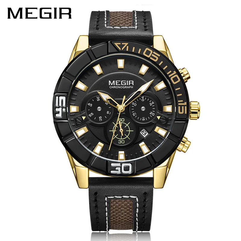 

MEGIR Fashion Quartz Sport Watch Men Clock Hour Relogio Masculino Creative Chronograph Wrist Watch 2066 Army Military Watches