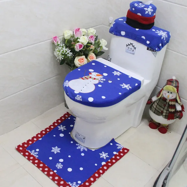 christmas bathroom products 3pcsset xmas decoration blue snowman toilet seat cover and rug bathroom - Christmas Bathroom Sets christmas bathroom products 3pcsset xmas decoration blue snowman toilet seat cover and rug bathroom - Christmas Bathroom Sets
