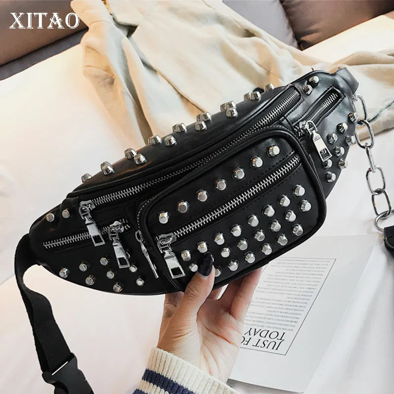 

XITAO Pu Leather Rivet Waist Belt Bag Women Luxury Phone Pouch Fanny Pack for Women Chest Fashion Leisure Handbag Female ZYQ1265