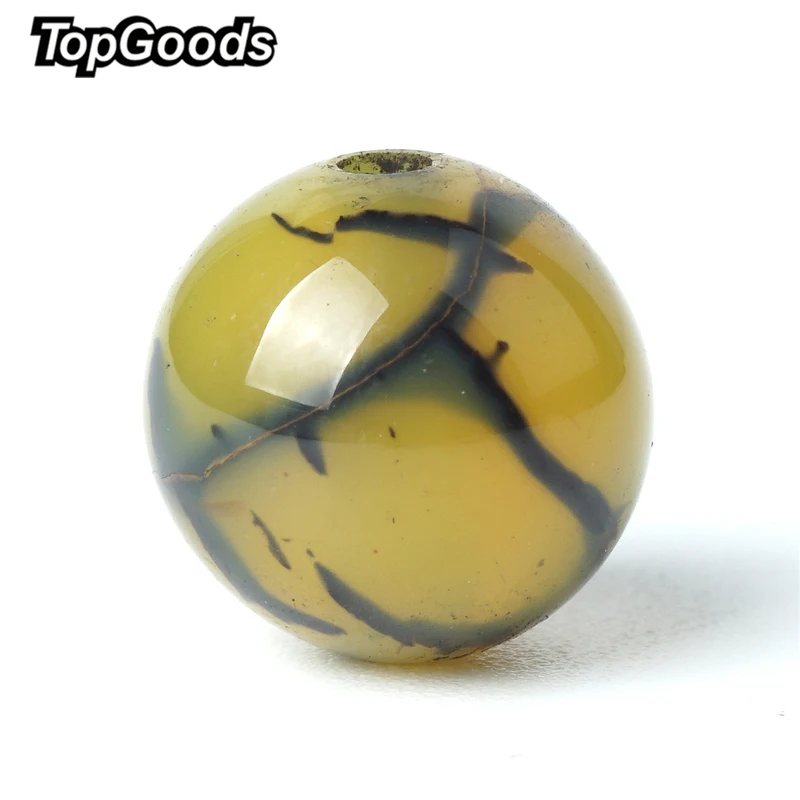 Бисер TopGoods из натурального драгоценного камня желтый Агат свободные амулеты