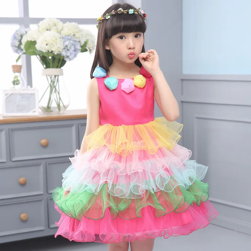 

so beautiful good quality  2017 summer boys Girls Kid Rainbow Ponce Princess Dress comfortable baby Clothes Children Clothing