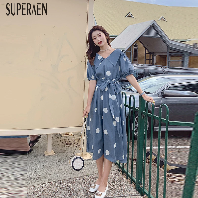 

SuperAen Temperament Fashion Women Dress Short Sleeve Casual Ladies Dress Summer New 2019 Cotton Women Clothing