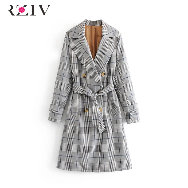 vent Manteau Décorative Gris Automne Plaid Coupe Mince Tranchée Femmes De Casual Ceinture Rziv TlF1c35KuJ