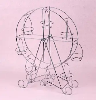 

Practical Ferris Wheel 6/8 Cups Iron/ Silver Stainless Steel Cupcake Stand Cake Holder Decorating Display Party Supplies