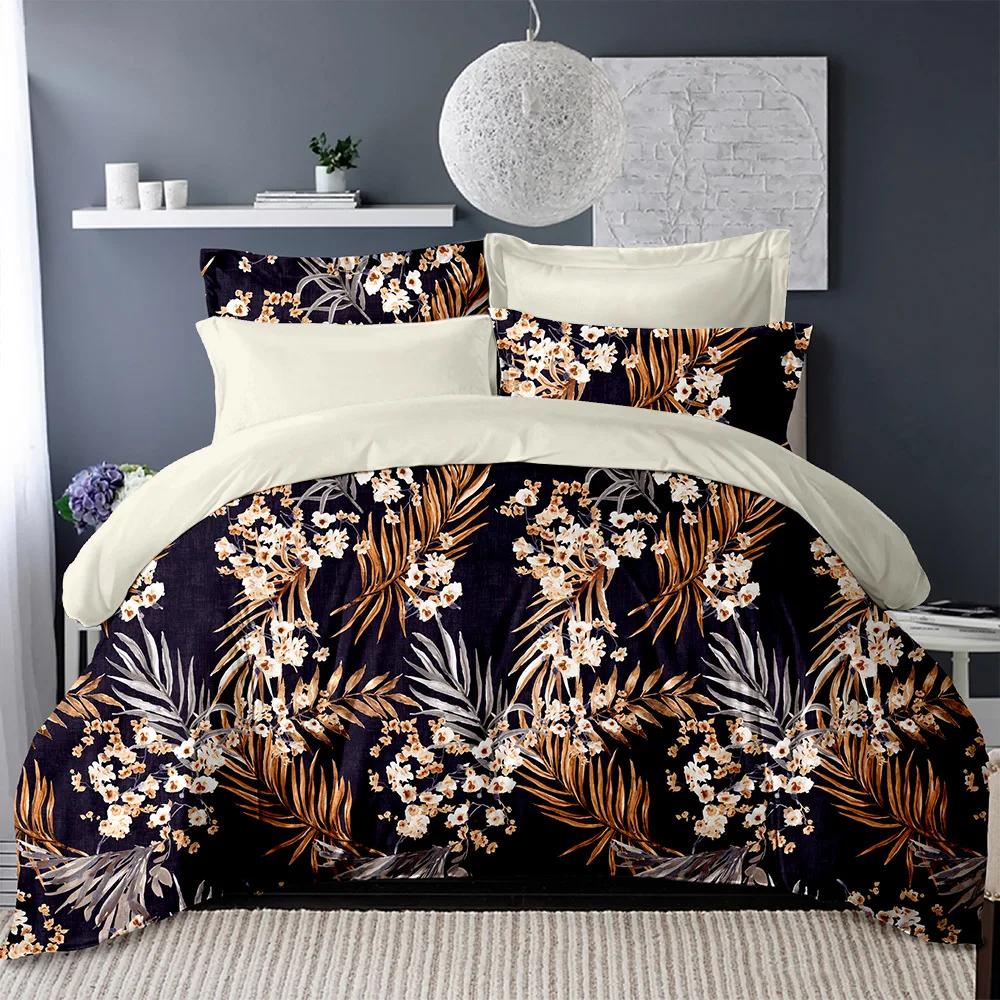 

Bedding Set leaf and flowers Bed Sheet Set Flower Bedding Linen Duvet Cover Set Queen/King Size