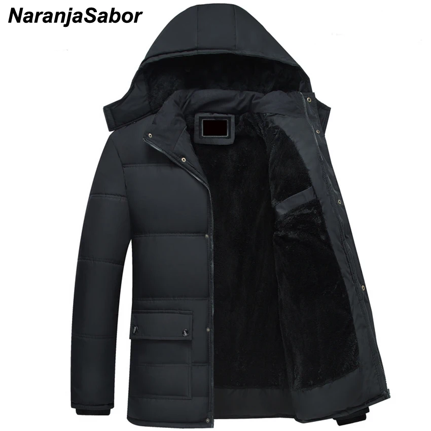 

NaranjaSabor 2019 Winter Men's Thick Coats Hooded Male Warm Warm Fleece Jackets Men Windproof Parka Mens Brand Clothing 5XL N465
