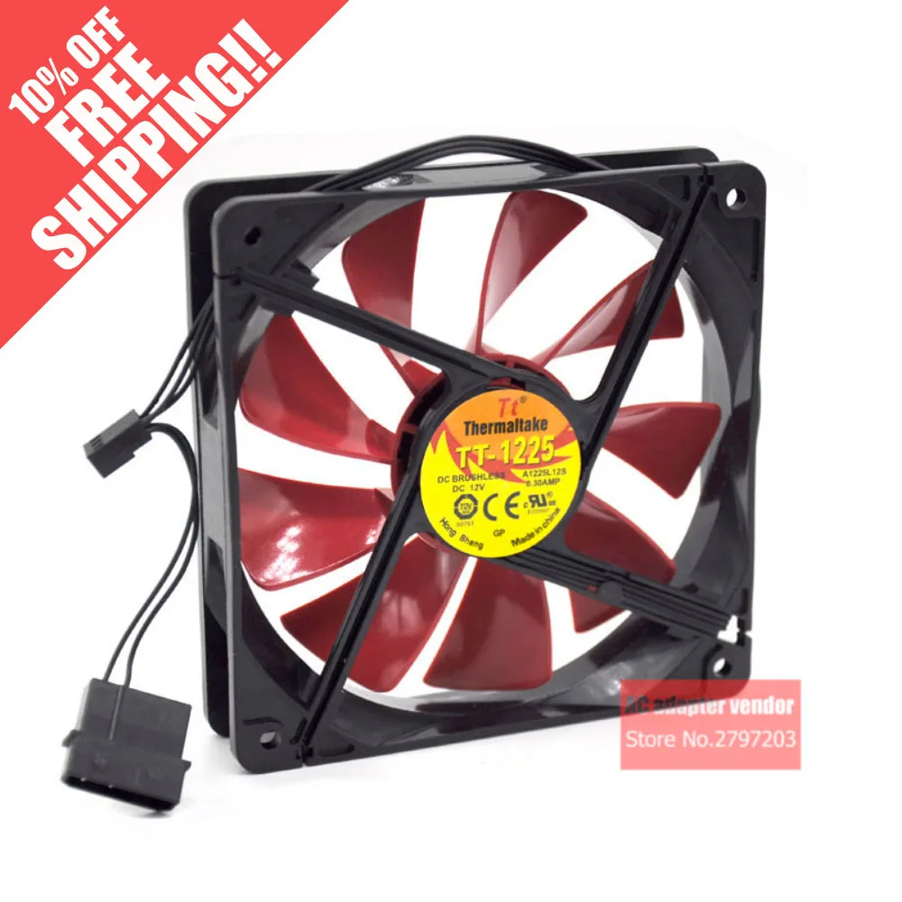 

NEW FOR EVERFLOW Thermaltake TT-1225 12CM silence 12025 A1225L12S cooling fan 12V 0.3A