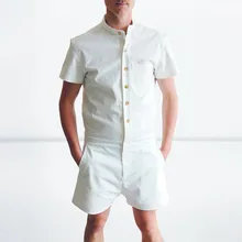 Летние модные мужские комбинезоны с коротким рукавом, мужской однобортный комбинезон, короткие брюки-карго, брюки на молнии для бойфренда, вечерние комбинезоны