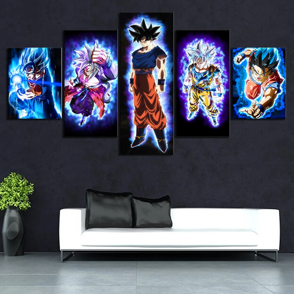 

Home Decor Printed Posters Dragon Ball Anime Goku Ultra Instinct Cartoon Wall Art Modular Pictures Canvas Painting Living Room