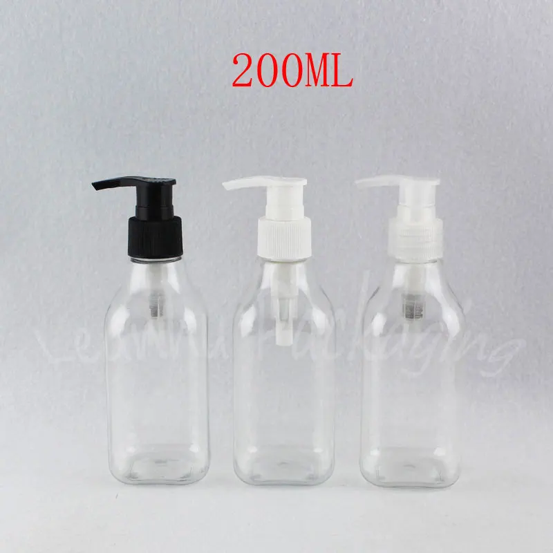 

200ML Transparent Square Plastic Bottle , 200CC Makeup Sub-bottling , Shower Gel / Lotion Packaging Bottle ( 24 PC/Lot )