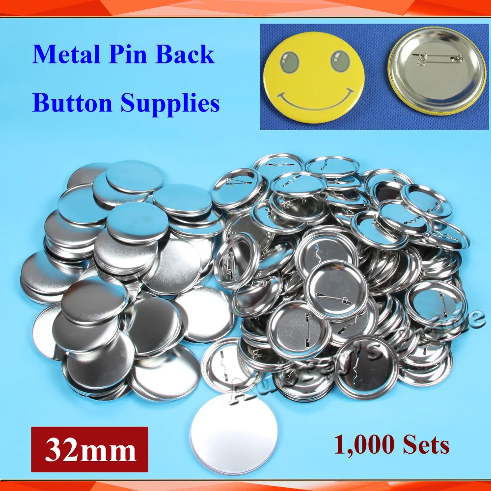 

Free Shipping 1-1/4" 32mm 1,000 Sets Blank Steel Badge Button Maker Pin-back Metal Button Supplies Materials