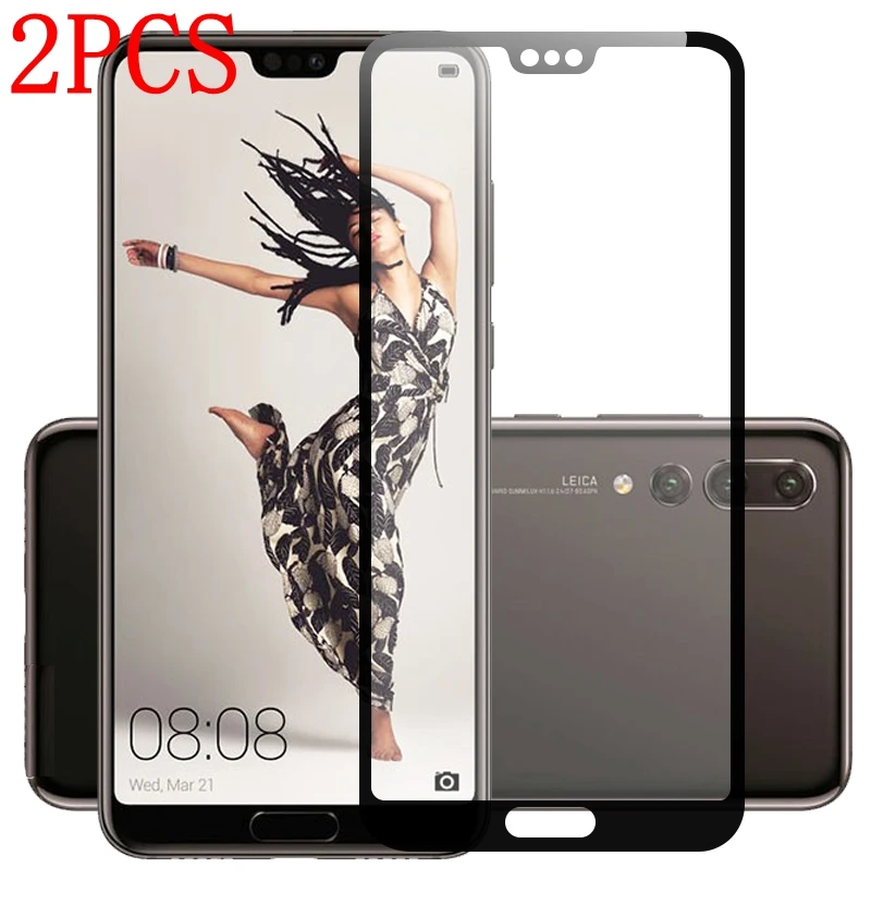2 шт Полное покрытие закаленное стекло для Huawei P20 Защитная пленка экрана Pro