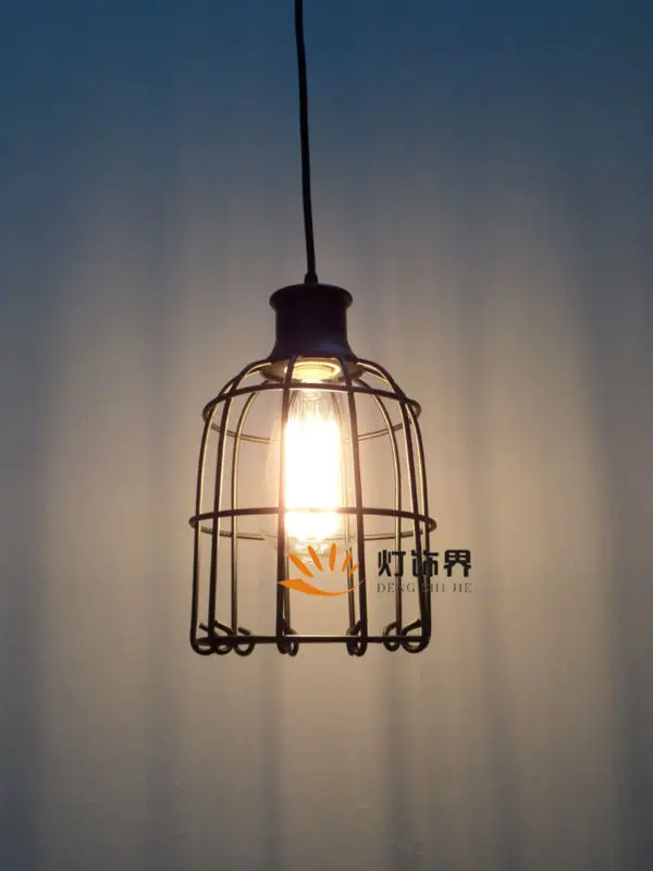 ФОТО Loft Vintage Industrial Edison Light Bulb Retro Style Black Iron Cage Droplight Ceiling Light Cafe Bar Hall Coffe Shop Lamp
