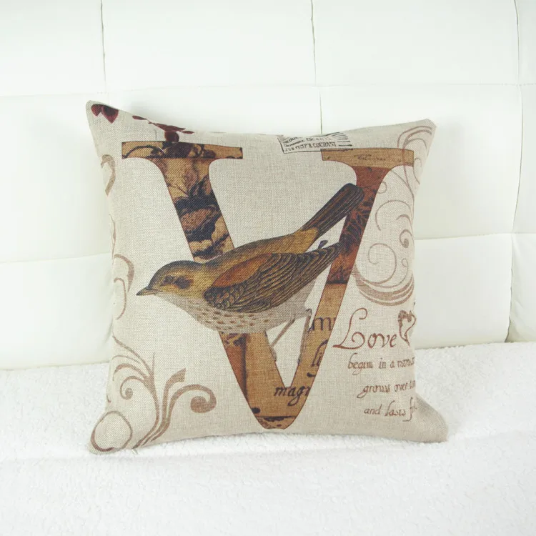 Factory custom synthesis linen Halloween LOVE birds hold pillow cases home sofa cushions without core
