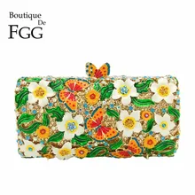 Boutique De FGG женская вечерняя сумочка-клатч со стразами и разноцветными бабочками сумочка для свадьбы