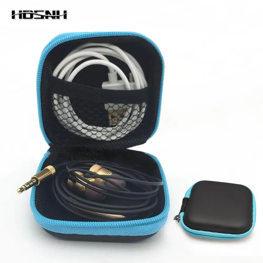 Portable Square Multi function Charger/Data Cable Storage Bag Black