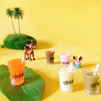 

New~10 pcs miniatures artificial drinks cup/artificial bottles/fairy garden gnome/terrarium decor/doll house decor/diy supplies/