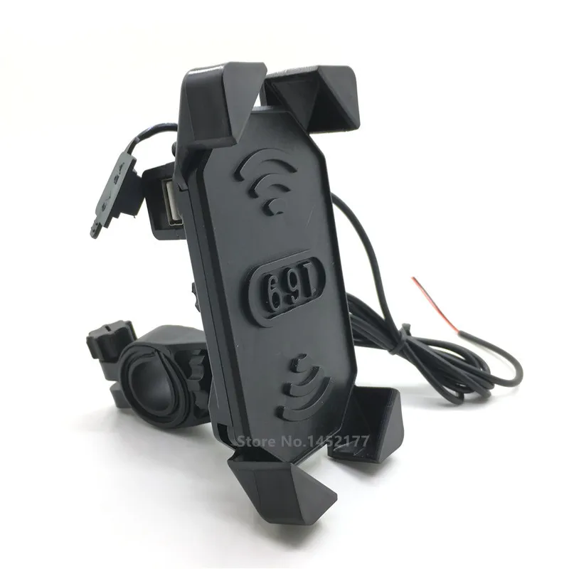 Yecnecty Motorcycle Phone GPS Clamp Holder Mount 3.5-7 Inch Device 12V Scooter USB Charger For Suzuki Aprilia Triumph Victory