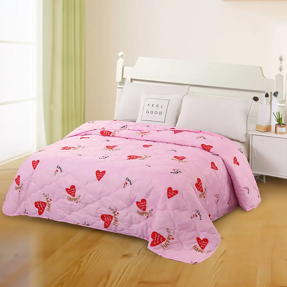 Одеяло из полиэстера постельных принадлежностей принт лето тонкое стеганое одеяло Air дышащее одеяло Стёганое одеяло s для двуспальная кровать - Цвет: Розовый