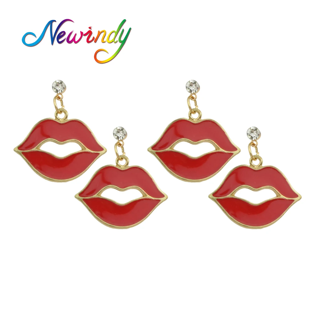 Bohemia Earrings Cute Lovely Jewelry Gold-Color With Big Red Lips Shape Drop For Women Bijoux Accessories | Украшения и