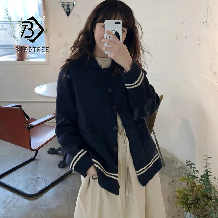 

2019 Chic Autumn New Women’s Cardigan Sweater Single Breasted Preppy Style Casual Striped Design Pockets Hot Sale T97402D