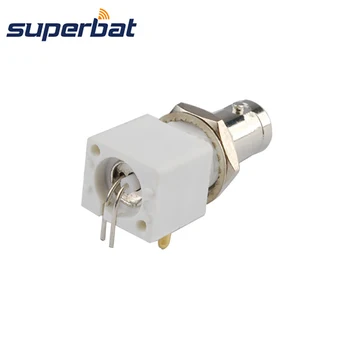 

Superbat BNC Commercial Through hole Female Jack Right Angle PCB Mount with Bulkhead RF Coaxial Connector