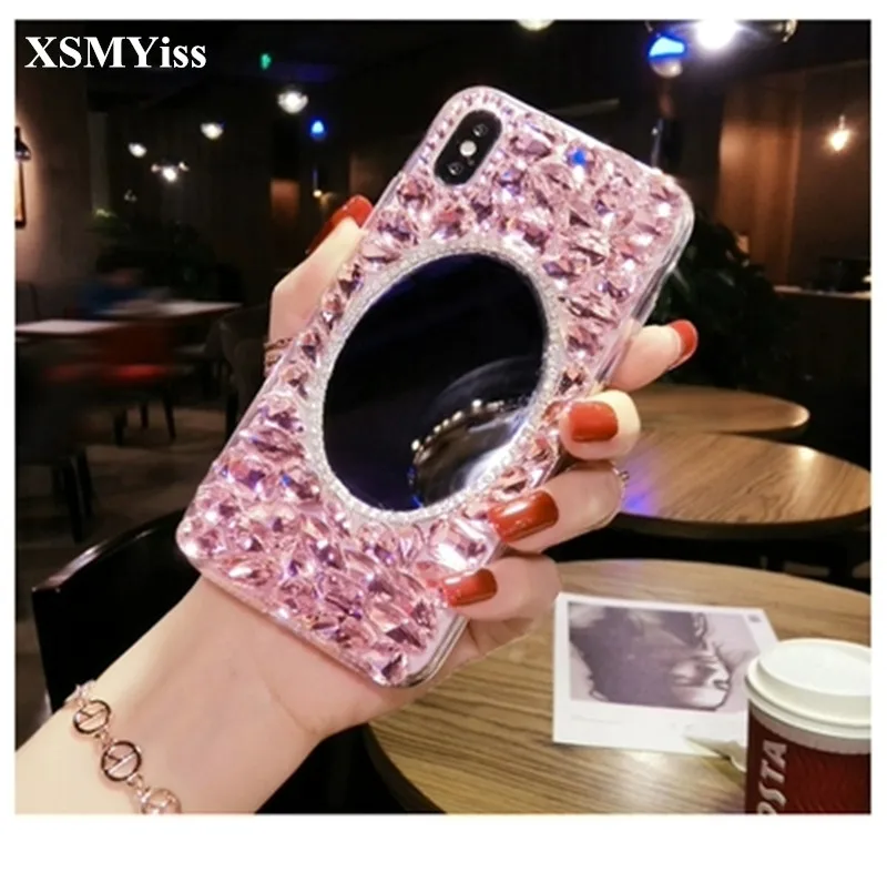 

full diamond mirror phone For iPhone MAX XS XR X 11 Pro Max 6 7 8 Plus case female soft side protection cover atmospheric tide